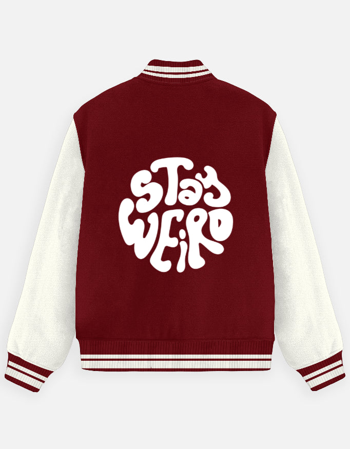 Unisex Stay Weird Varsity Jacket – Premium Cotton 300 GSM|