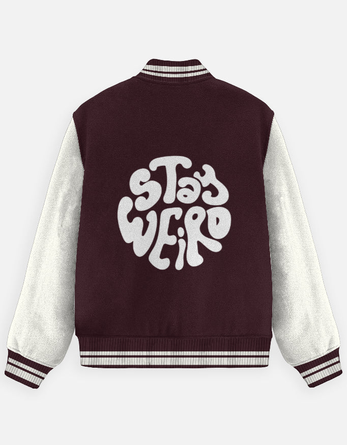 Unisex Stay Weird Varsity Jacket – Premium Cotton 300 GSM|