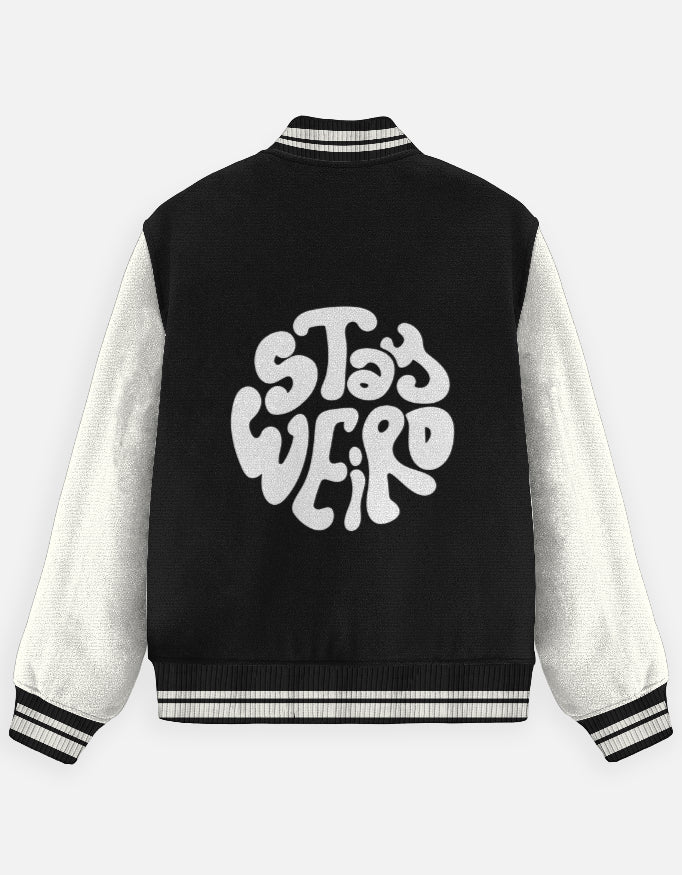 Unisex Stay Weird Varsity Jacket – Premium Cotton 300 GSM|