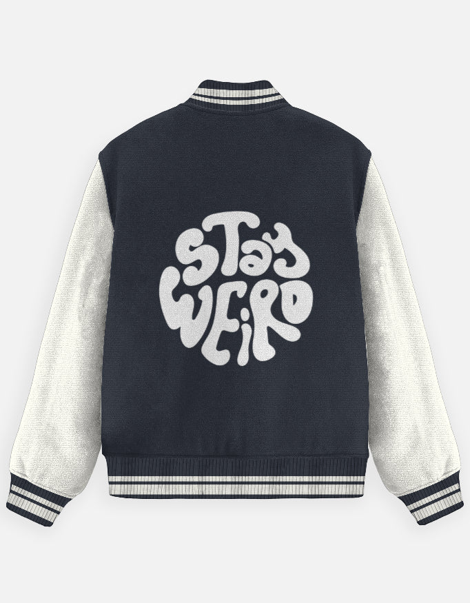 Unisex Stay Weird Varsity Jacket – Premium Cotton 300 GSM|