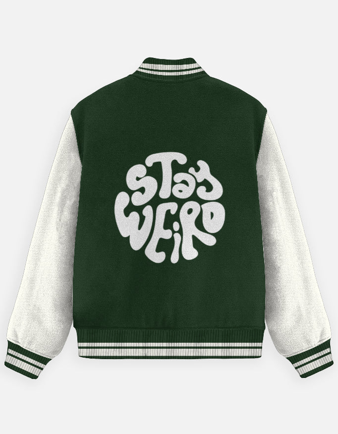Unisex Stay Weird Varsity Jacket – Premium Cotton 300 GSM|
