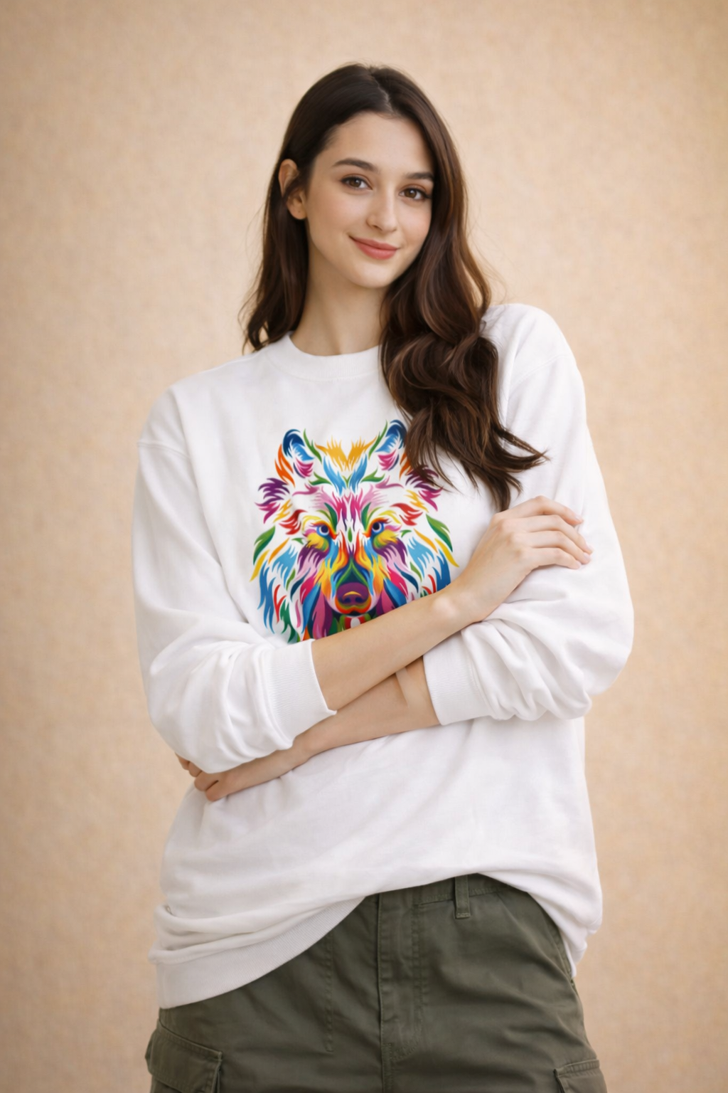 🐺 PRISM WOLF — Power in Every Shade | Oversized Unisex Sweatshirt (400 GSM)