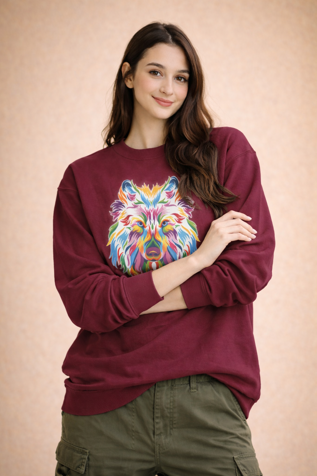 🐺 PRISM WOLF — Power in Every Shade | Oversized Unisex Sweatshirt (400 GSM)