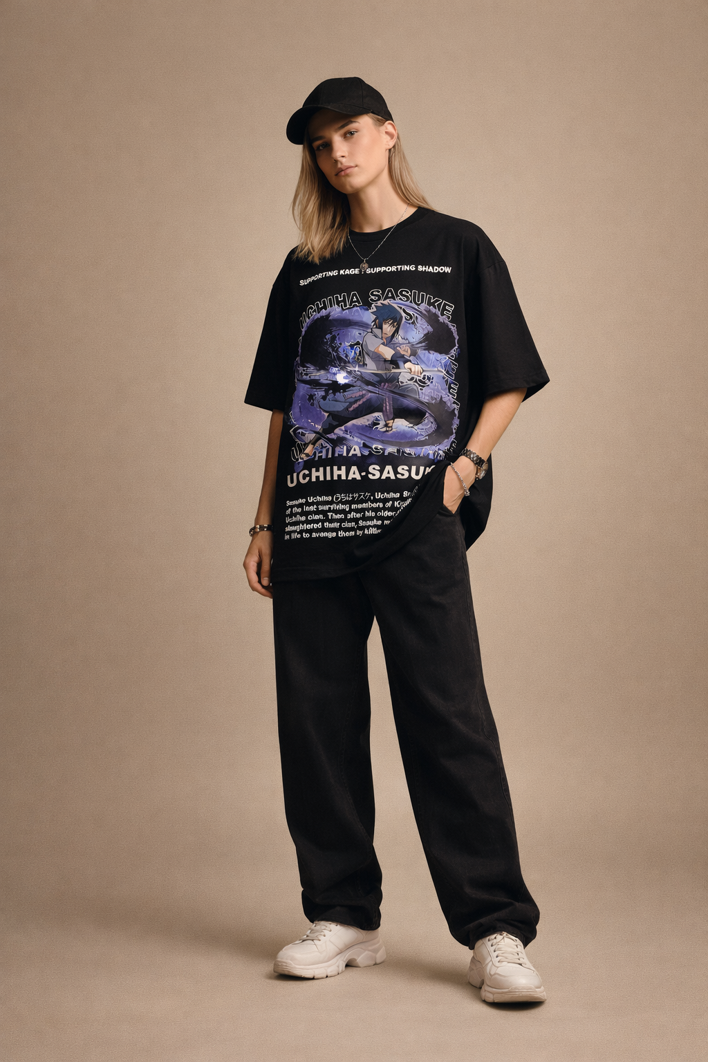 Unisex Uchiha Sasuke Purple Shadow Oversized Tee – Heavyweight Streetwear Drop 240 GSM|