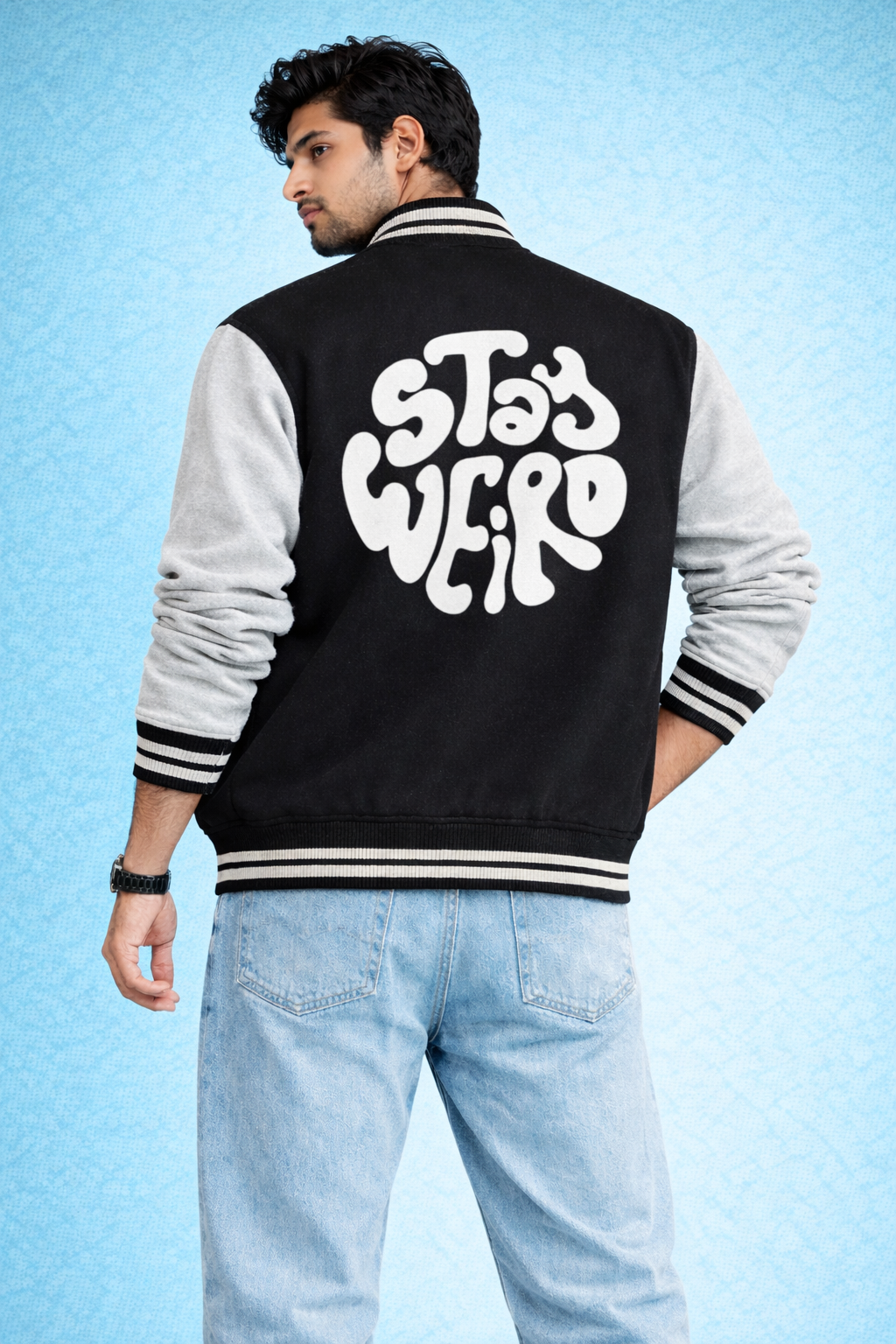Unisex Stay Weird Varsity Jacket – Premium Cotton 300 GSM|