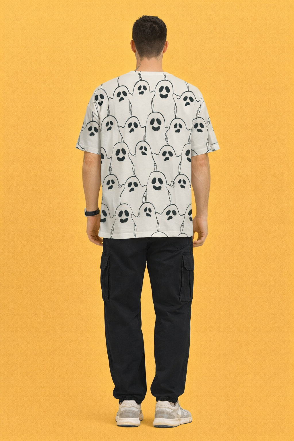 Unisex Ghost Parade Oversized T-Shirt – All-Over Print Streetwear Tee 240 GSM|