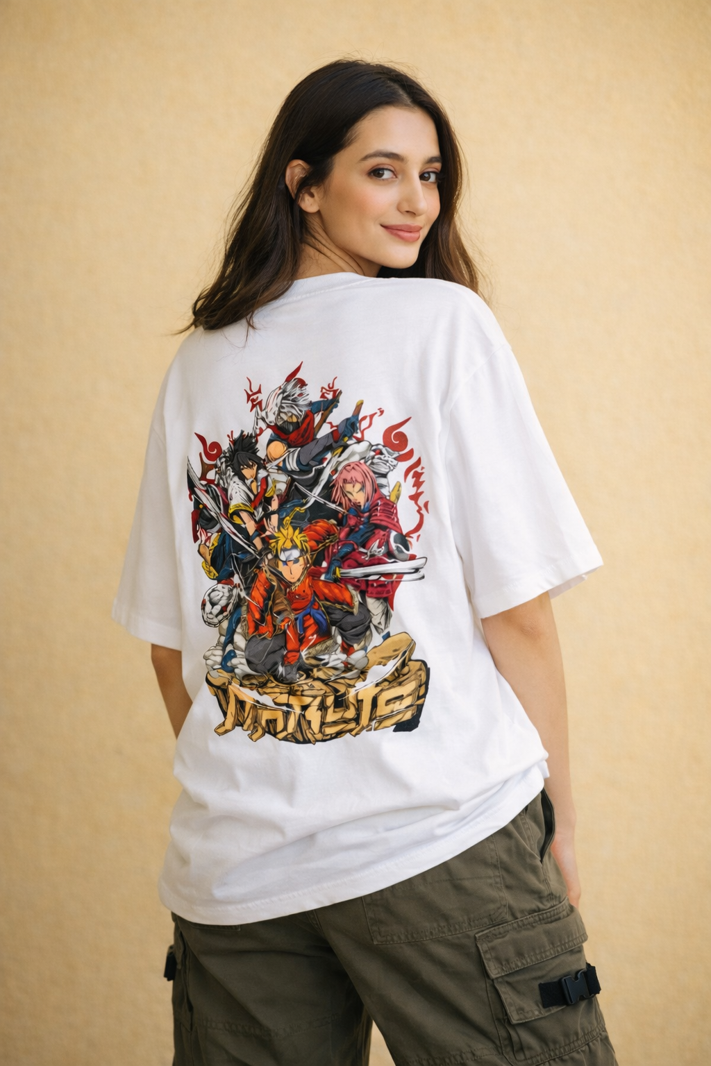 Unisex Oversized Naruto Legends Tee – Anime Squad Back Print Streetwear 240 GSM|