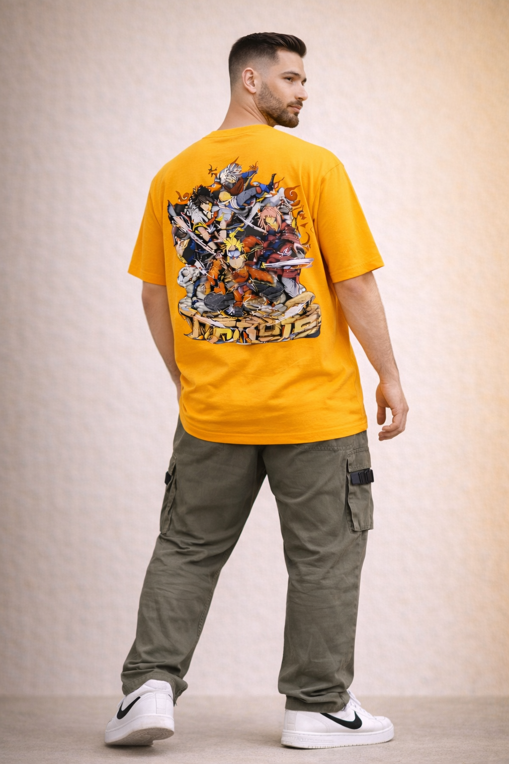 Unisex Oversized Naruto Legends Tee – Anime Squad Back Print Streetwear 240 GSM|