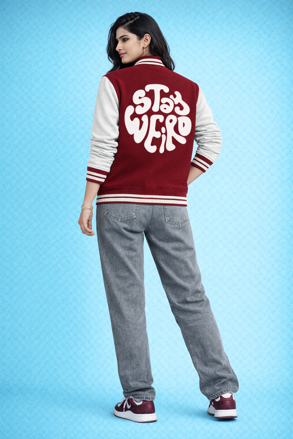 Unisex Stay Weird Varsity Jacket – Premium Cotton 300 GSM|