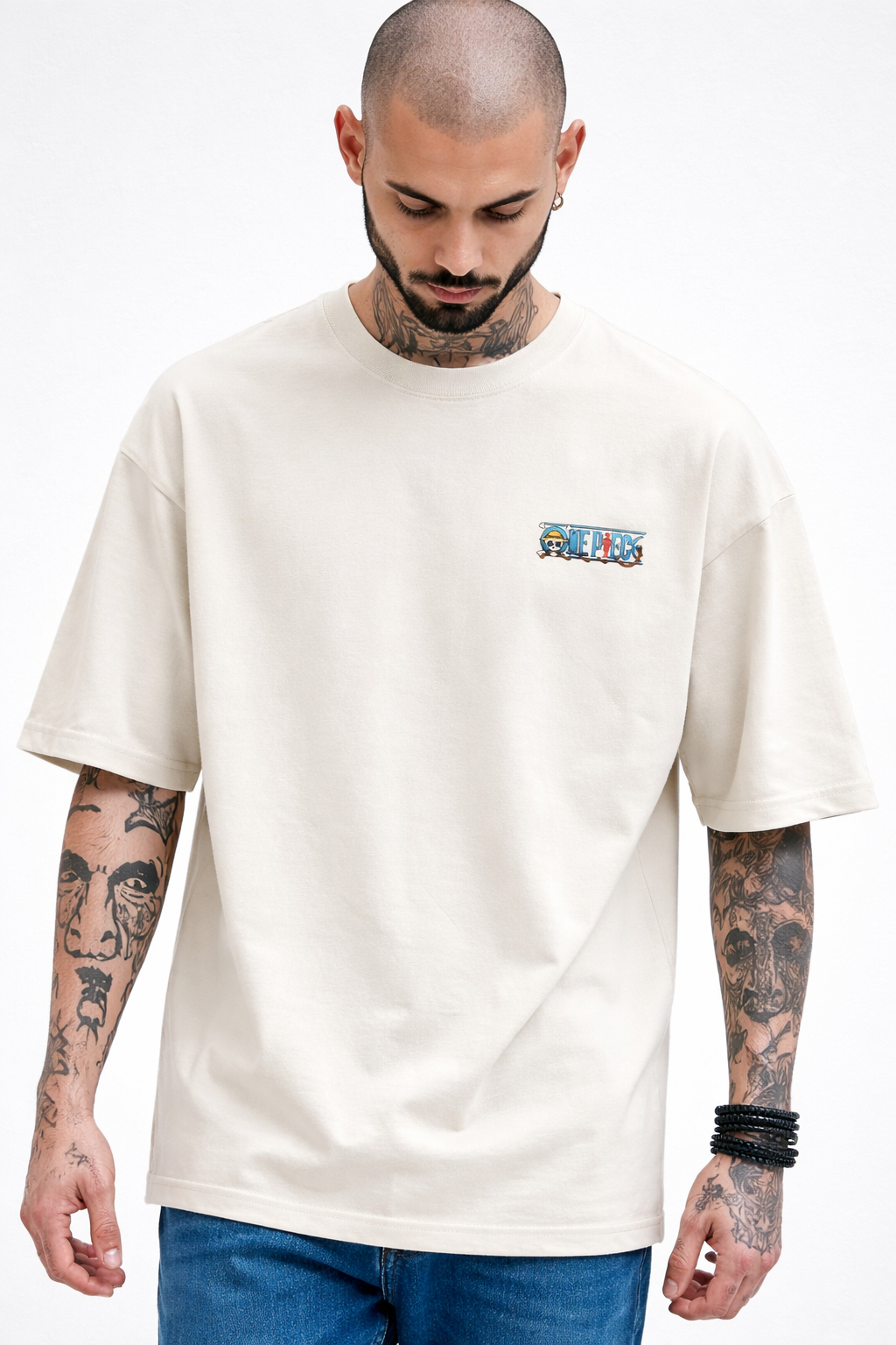 Unisex Oversized One Piece Dragon Clash Tee – Luffy vs Kaido Back & Front Print 240 GSM|