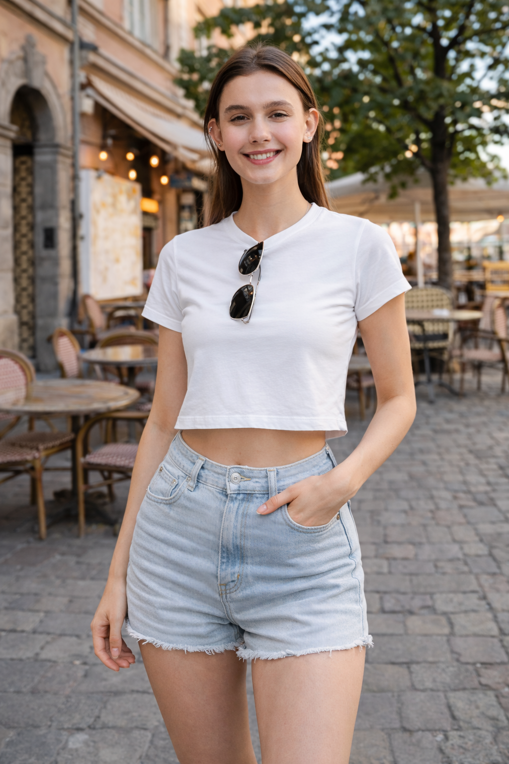 GenZ Cropped Baby Tee – Bio-Washed Stretch Cotton|Snug Fit Streetwear Top 240 GSM|