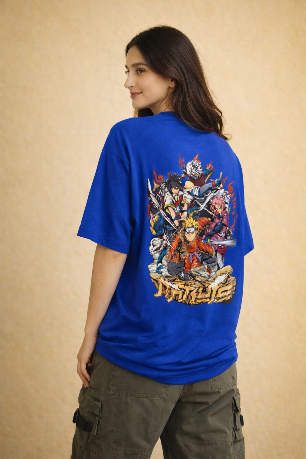 Unisex Oversized Naruto Legends Tee – Anime Squad Back Print Streetwear 240 GSM|