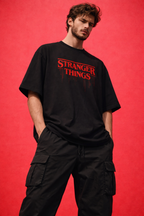 Unisex Stranger Things “Upside Drip” Oversized Cotton Tee – Streetwear stranger things Edition 240 GSM|