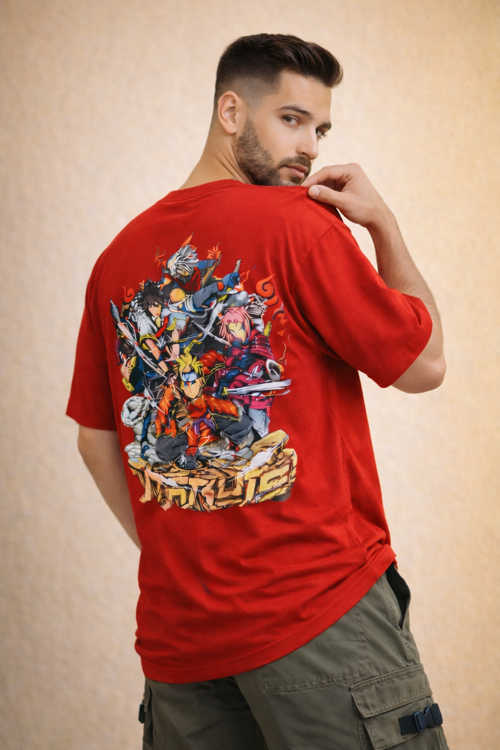 Unisex Oversized Naruto Legends Tee – Anime Squad Back Print Streetwear 240 GSM|