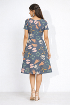 Abstract Bloom A-Line Dress – Poly-Spandex | Wrinkle-Free Fit & Flare Everyday Dress 220 GSM|
