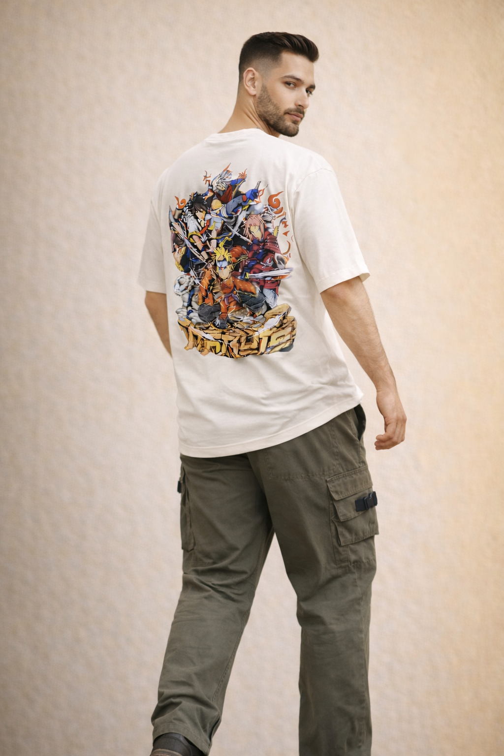 Unisex Oversized Naruto Legends Tee – Anime Squad Back Print Streetwear 240 GSM|